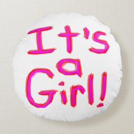 Det är en flicka! rund kudde