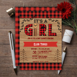 Det är en flicka, Rustic Wood Play Baby Shower Inbjudningar