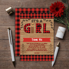 Det är en flicka, Rustic Wood Play Baby Shower Tack Kort