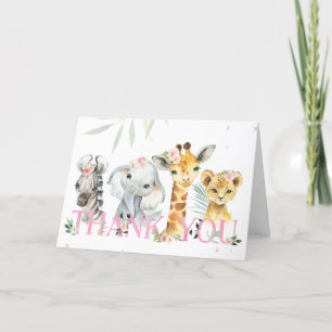 Det är en flicka Safari Animals Baby Shower Tack Kort
