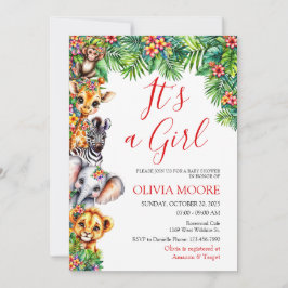 Det är en flicka Safari Baby Shower Inbjudningar