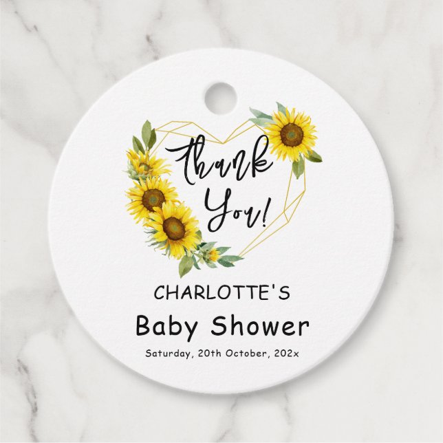Det är en flicka! Solblommor Ram Baby Shower Gåvor Etiketter (Framsida)