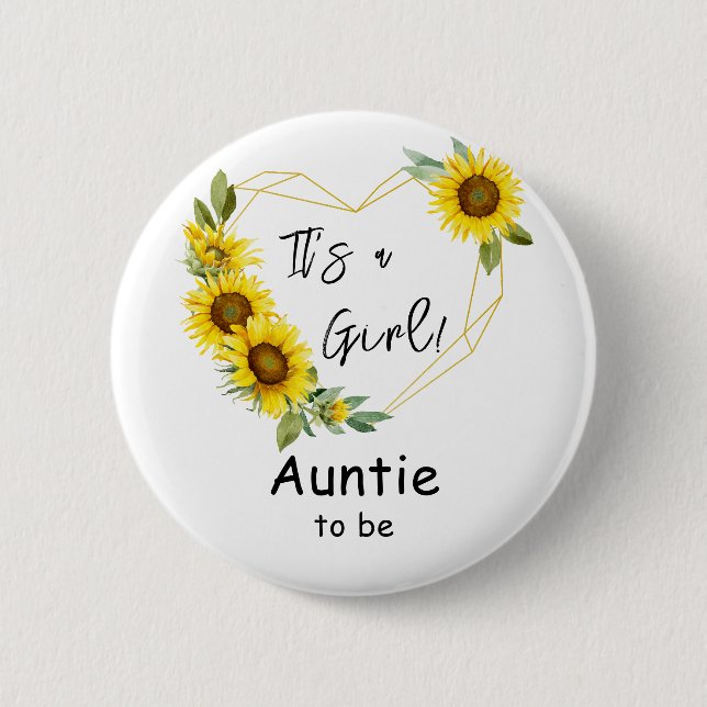 Det är en flicka! Solros Ram Auntie to be Knapp (Framsida)