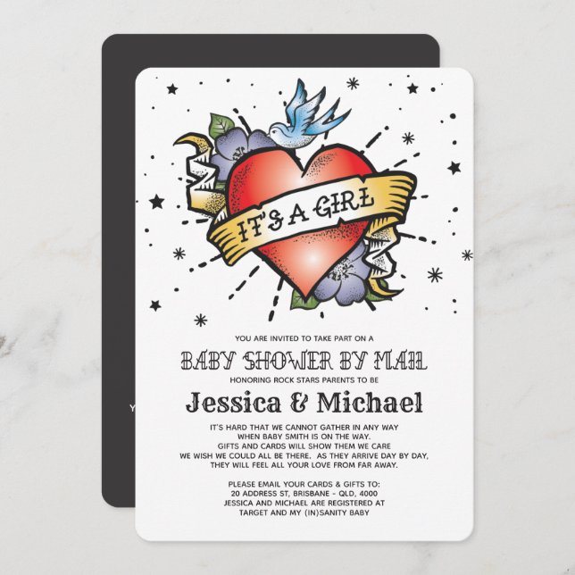 Det är en flicka som slår på sig självt. inbjudningar (Fram/baksida)