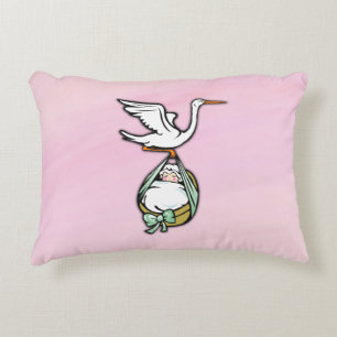 Det är en flicka som Stork föder Baby Prydnadskudde