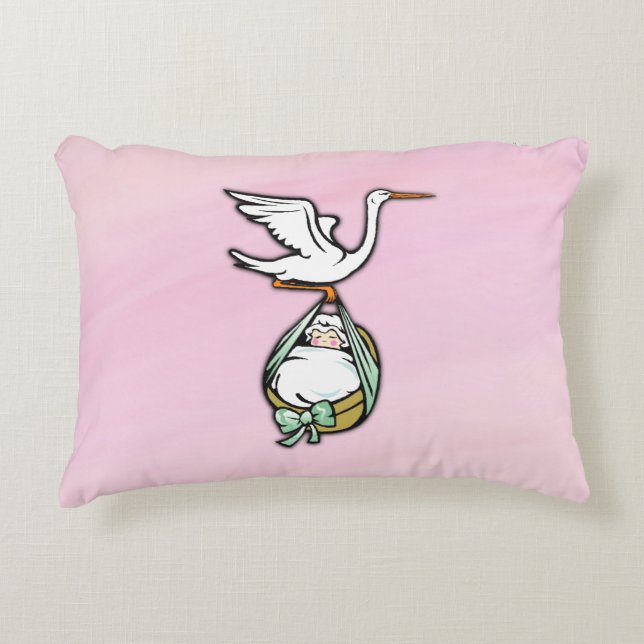 Det är en flicka som Stork föder Baby Prydnadskudde (Framsidan)