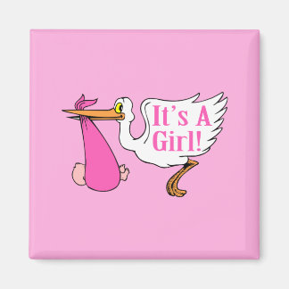 Det är en flicka (stork och bunt) magnet