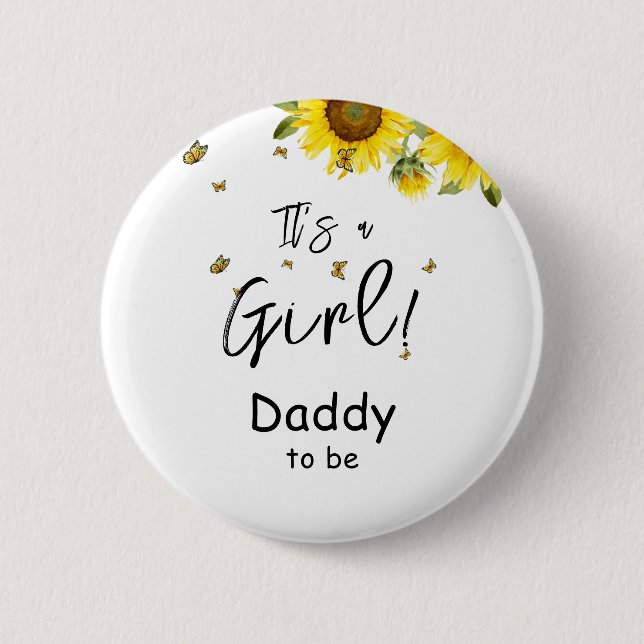 Det är en flicka! Sunblommor & Butterflies, blivan Knapp (Framsida)