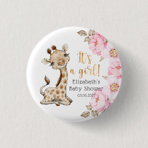 Det är en flicka! Sweet Giraffe Baby Shower Knapp
