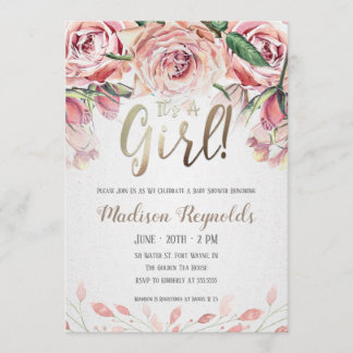 Det är en flicka - Tea Party Baby Shower-inbjudan Inbjudningar