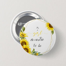 Det är en flicka! Vattenfärg Solros Auntie to be Knapp