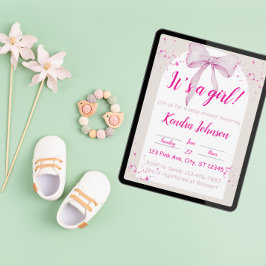 Det är en flickans vattenfärgsbugg, minimalistisk inbjudningar