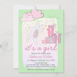 Det är en flickbjörn Nyfödd flicka Baby Shower Inbjudningar