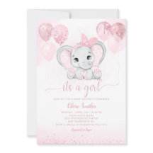 Det är en flickcute Elephant & Balloon Baby Shower