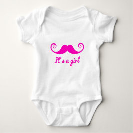 Det är en flickdesign med rosa mustasch för baby t shirt