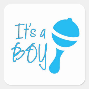 Det är en Gender som visar Baby Shower Blue Classi Fyrkantigt Klistermärke