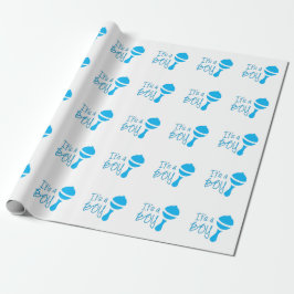 Det är en Gender som visar Baby Shower Blue Presentpapper