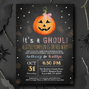 Det är en Ghoul! Little Pumpkin Halloween Baby Sho Inbjudningar