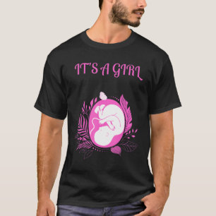 Det är en Girl Rosa Baby Shower Gender Reveal Co. T Shirt