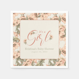 Det är en Girl Vild Ro Rosa Botanical Pappersservett