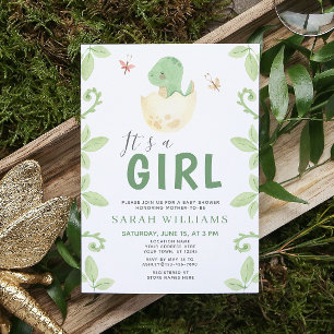Det är en Grönt Dinosaur Watercolor Baby Shower Inbjudningar