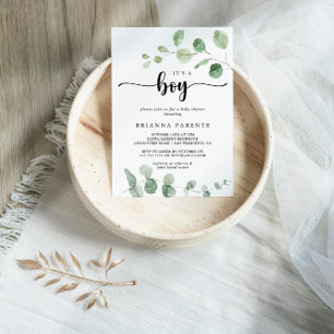 Det är en Grönt som gillar eukalyptus Baby Shower Inbjudningar