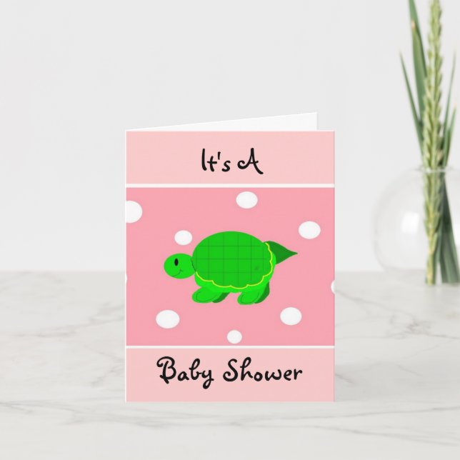Det är en Grönt Turtle Baby Shower Inbjudan (Framsida)