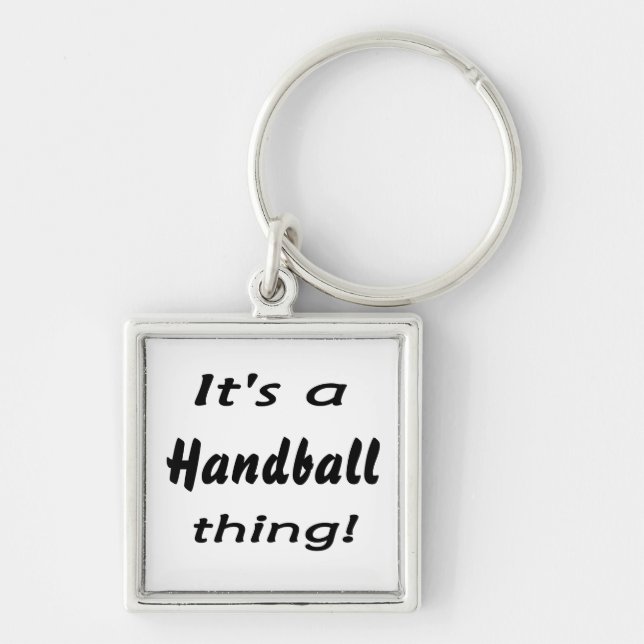 Det är en handbollsak! fyrkantig silverfärgad nyckelring (Framsidan)
