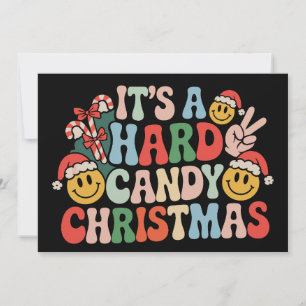Det Är En Hård Godis Jul Retro Groovy Xmas Inbjudningar