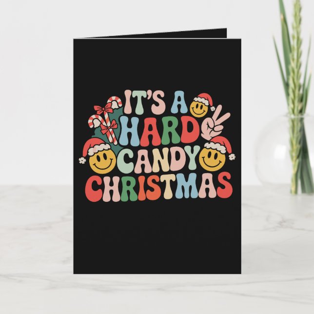 Det är en hård godis jul Retro Groovy Xmas Kort (Framsida)