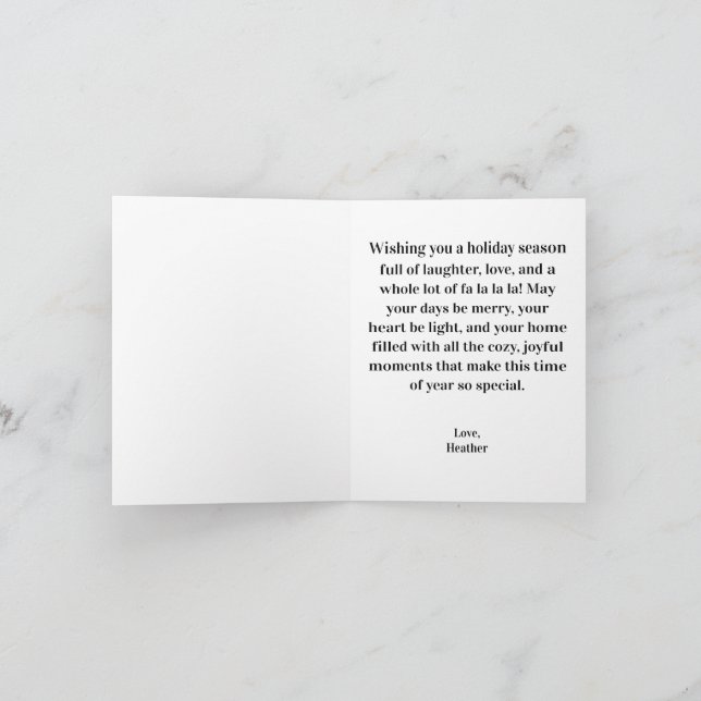 Det är en hel del fa la la la på gång för tillfäll helgkort (Inuti)