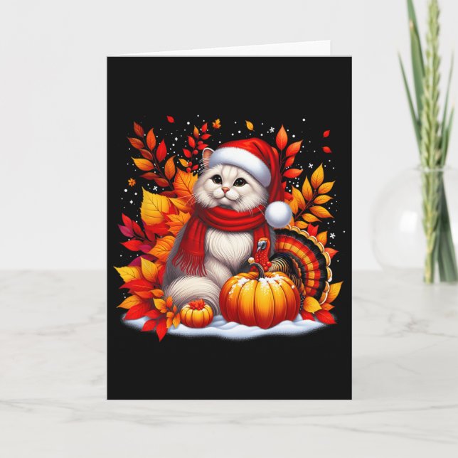 Det Är En Höst Yall Katt Blad Fall Träd Höst Tack  Kort (Framsida)