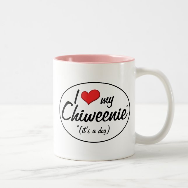 Det är en hund! Jag älskar min Chiweenie Två-Tonad Mugg (Höger)