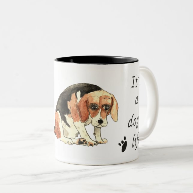 Det är en hund liv Funny Cute Beagle Hund Art Slog Två-Tonad Mugg (Framsida höger)