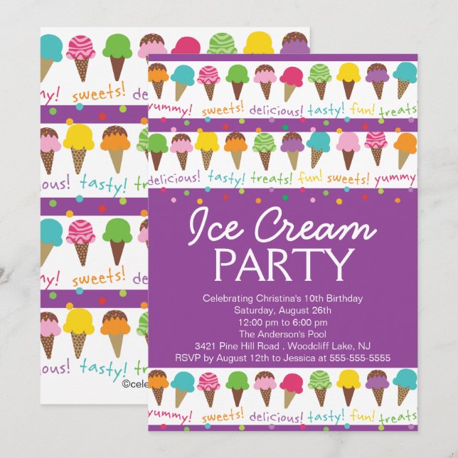 Det är en inbjudan för sommarglassparty (Fram/baksida)