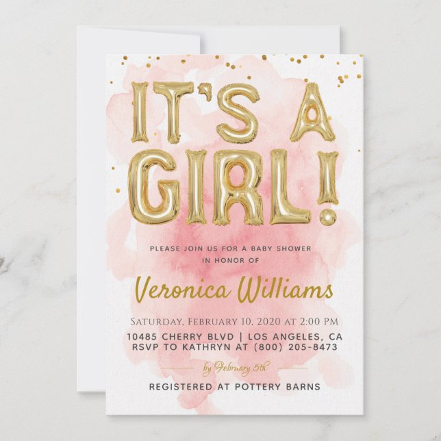 Det är en inbjudan till en babybabyskare för flick (Framsida)