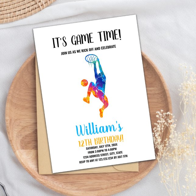 Det är en inbjudan till matchtidskorgen (It's a Game Time Basketball Invitations)