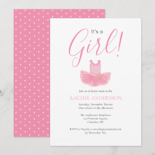 Det är en inbjudan till Rosa Baby Shower för flick