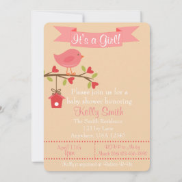 Det är en inbjudan till Rosa Bird Baby Shower