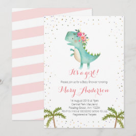 Det är en inbjudan till Rosa Dinosaur Baby Shower