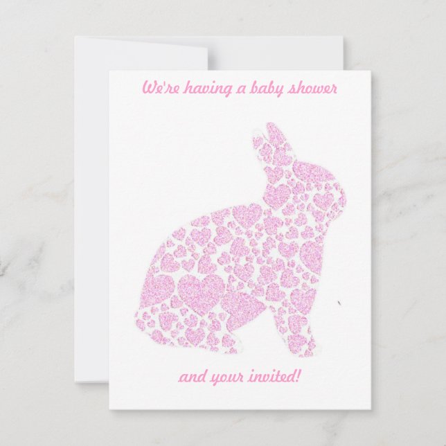 Det är en Inbjudningskort i Rosa Bunny. (Framsida)