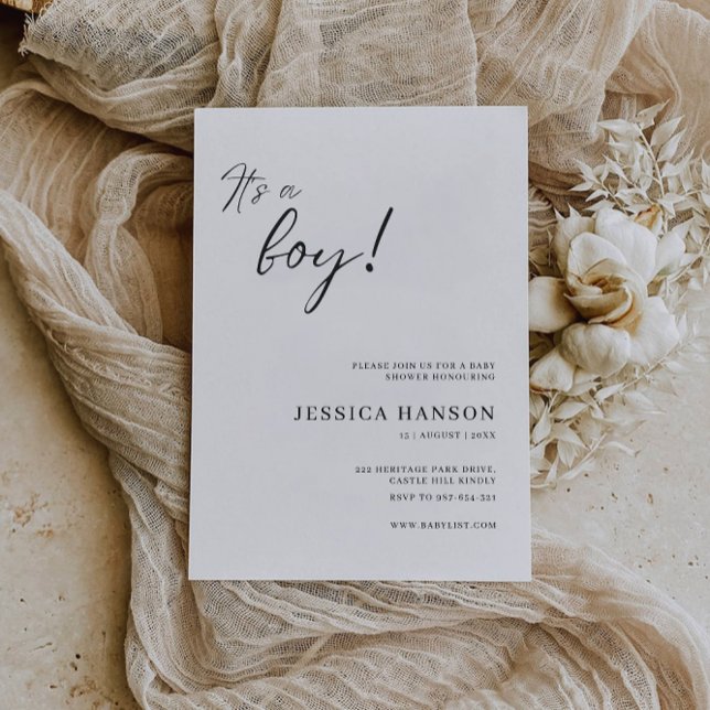 Det är en inbjudningsmall för pojkvän inbjudningar (It's A Boy Baby Shower Invitation Template)