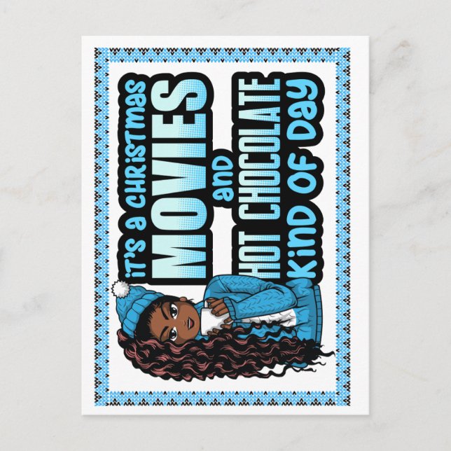 Det är en julfilm och hett choklad. helg vykort (Framsida)