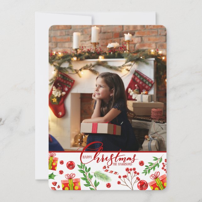 Det är en julkort med foto (Framsida)