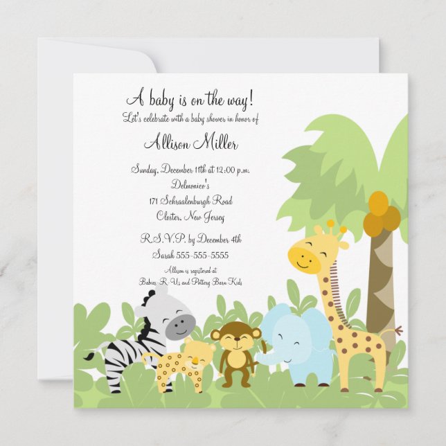 Det är en jungle Baby Animails Baby Shower-inbjuda Inbjudningar (Framsida)