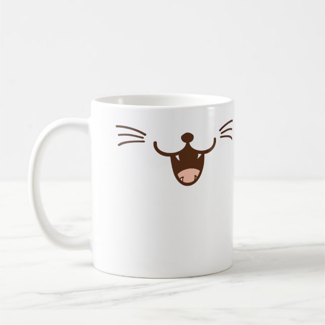 Det är en katt! sly leendekattansikte (Φ ω Φ) Kaffemugg (Vänster)