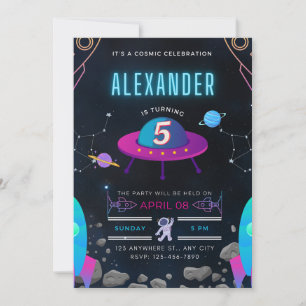 det är en kosmisk fest 5-årsdag inbjudningar