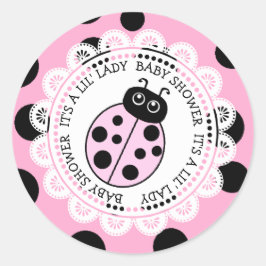 Det är en liten Dam Rosa Ladybug Girl's Baby Showe Runt Klistermärke