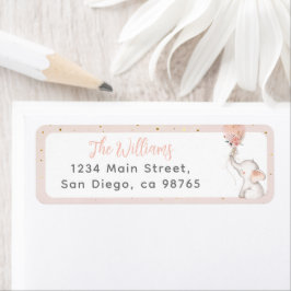 Det är en liten elefant- och pratbubbla babystötar returadress etikett