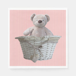 Det är en liten Nalle Rosa Rand Baby Shower Pappersservett
